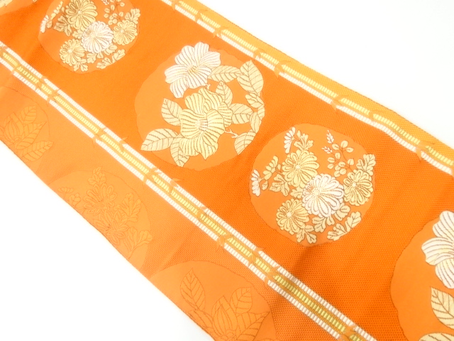 JAPANESE NAGOYA OBI / WOVEN CAMELLIA & KIKU